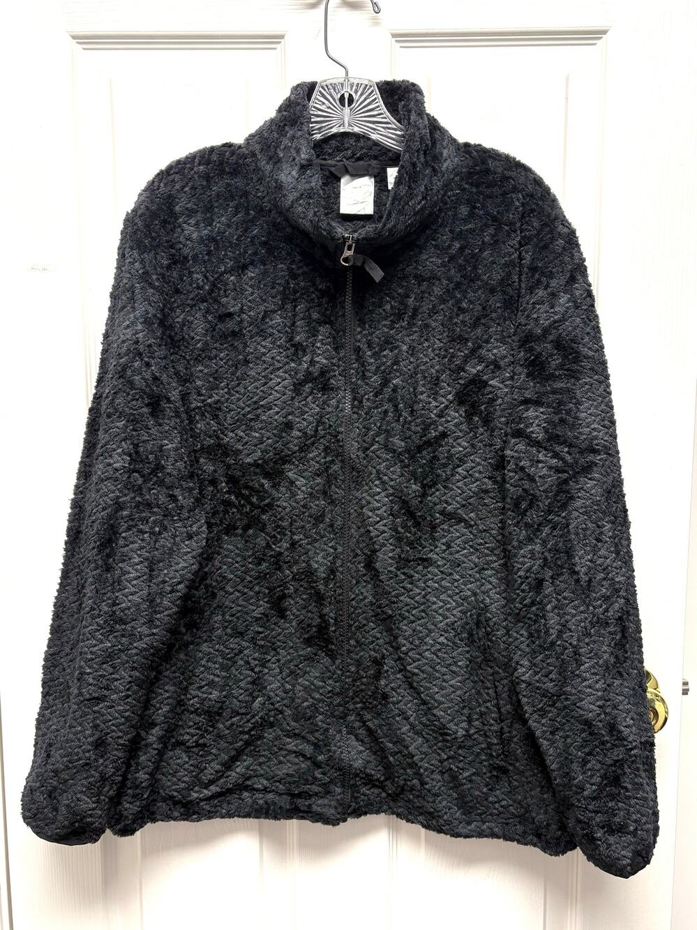 FREE2B Fleece Black Plush Jacket Women XXL Full Zip Cozy Sherpa